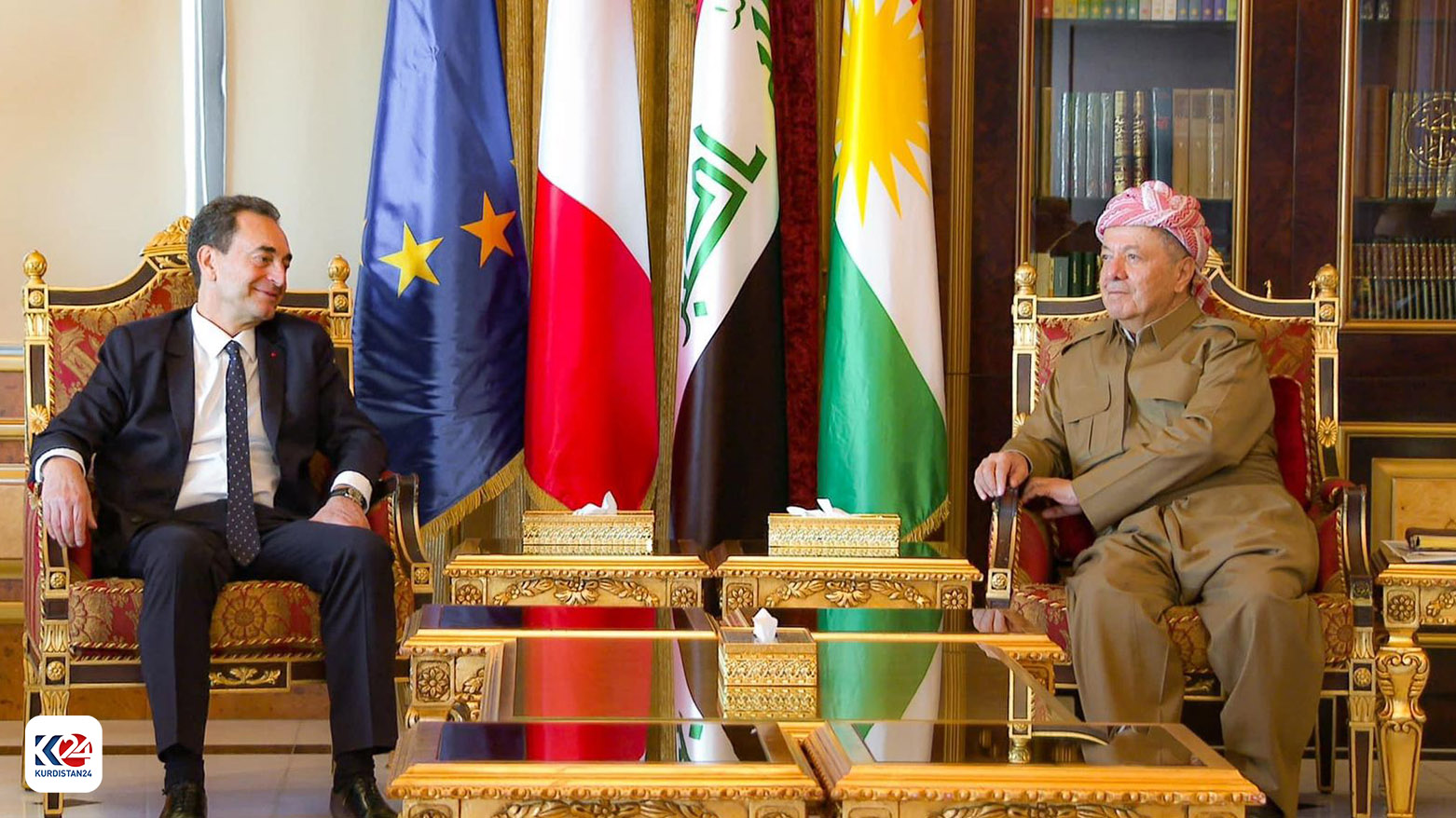 Serok Barzanî û Balyozê Fransa li Iraqê rewşa siyasî û rûdanên li navçeyê gotûbêj dikin 